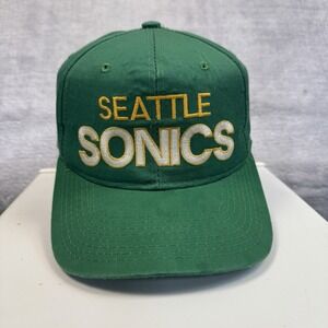 Seattle Super Sonics Hat Mens Snapback Cap Green Spell Out Starter The Sideliner
